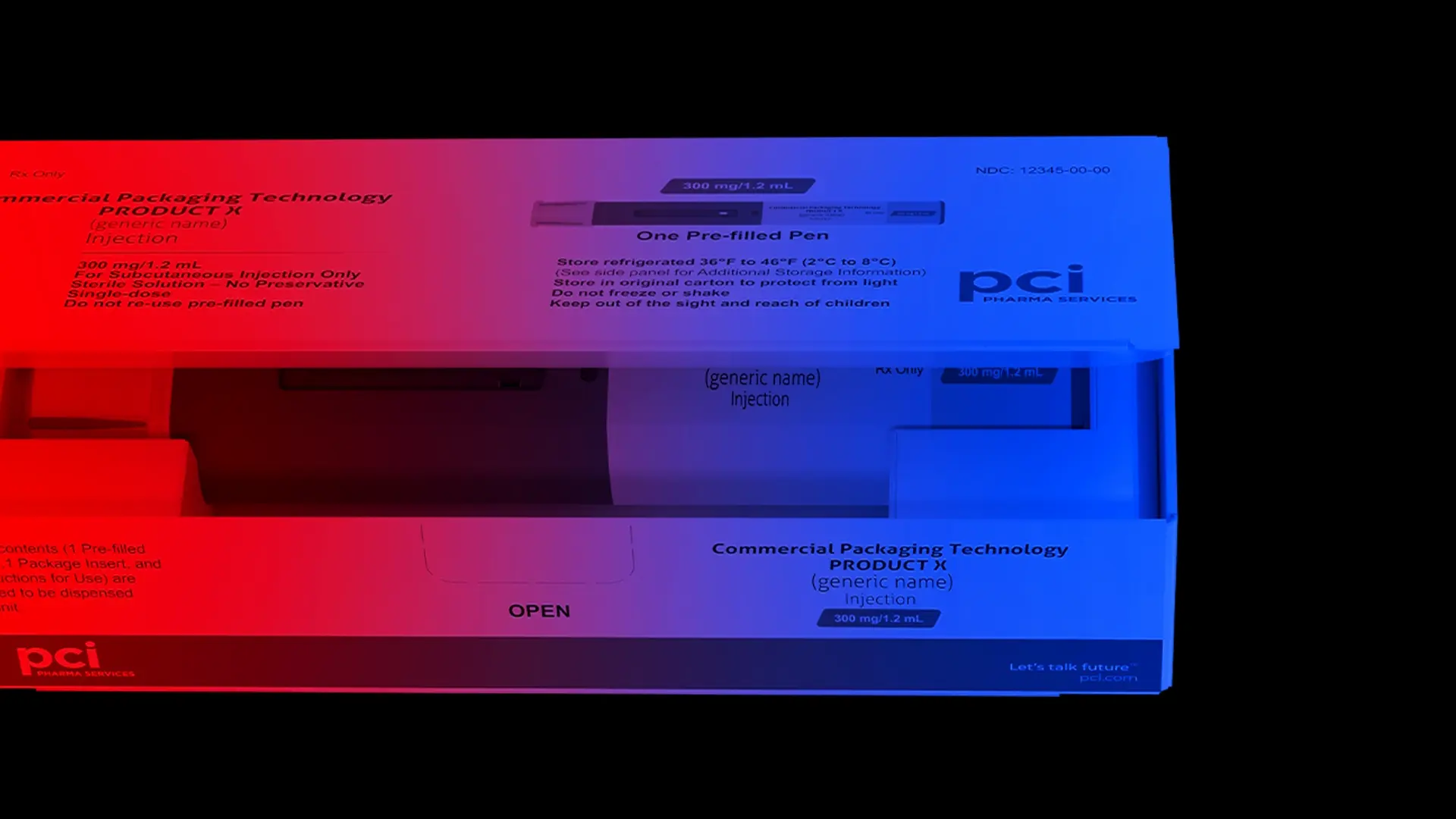 Prefilled pen drug-device combination packaging showcasing PCI Pharma Services commercial packaging technology